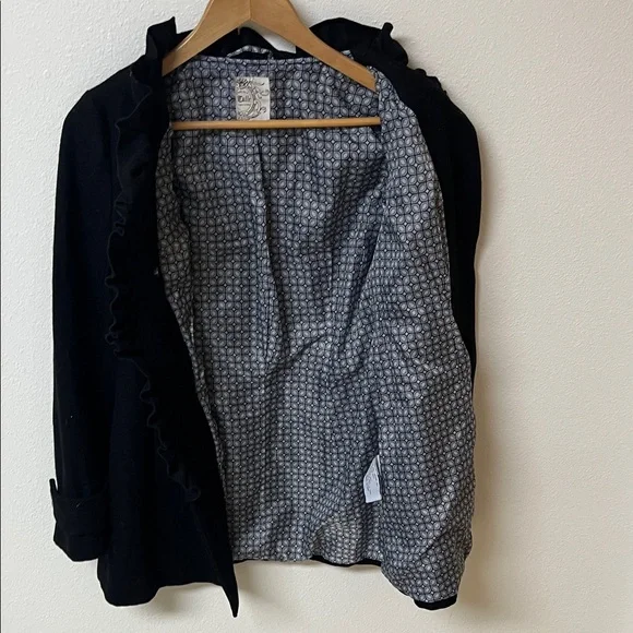 Tulle Black wool blend Women's Jacket with ruffle detail. Size S - Picture 4 of 5